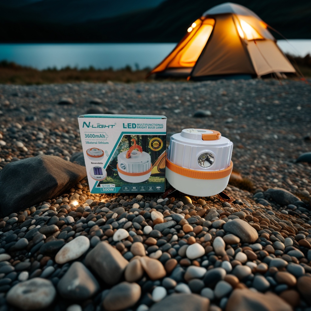 New dual-source multi-functional camping lamp with electric display, hook and rechargeable camping lamp