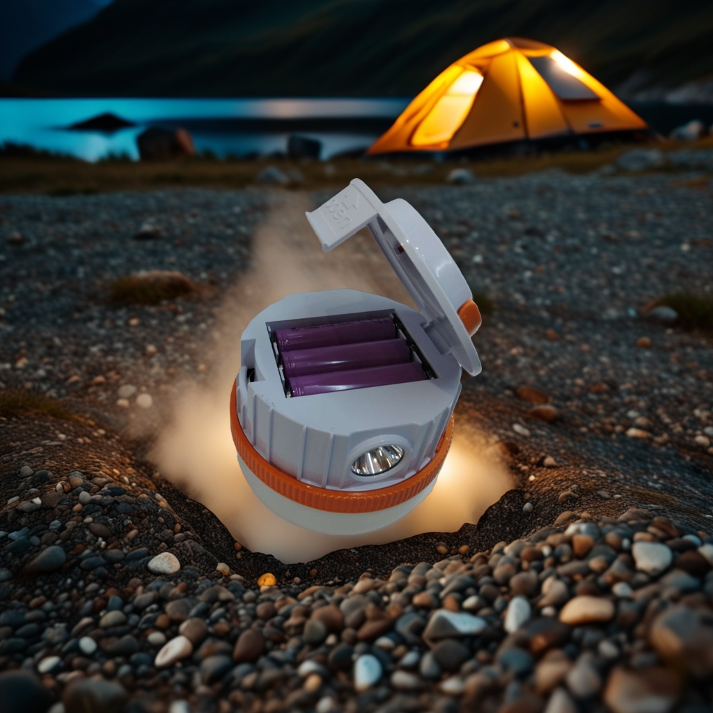 New dual-source multi-functional camping lamp with electric display, hook and rechargeable camping lamp details Picture