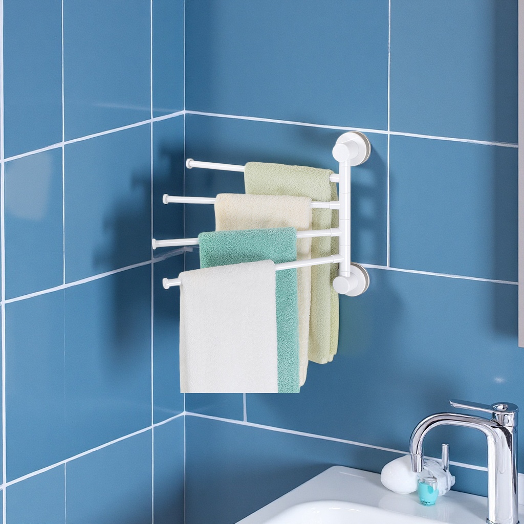 Magic suction cup towel rack, no need for drilling, bathroom wall-mounted bath towel hanging rod, bathroom washroom storage rack