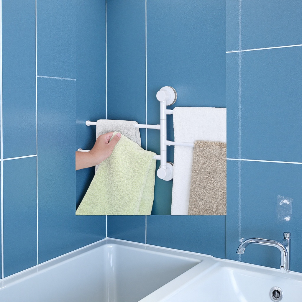 Magic suction cup towel rack, no need for drilling, bathroom wall-mounted bath towel hanging rod, bathroom washroom storage rack Specification image