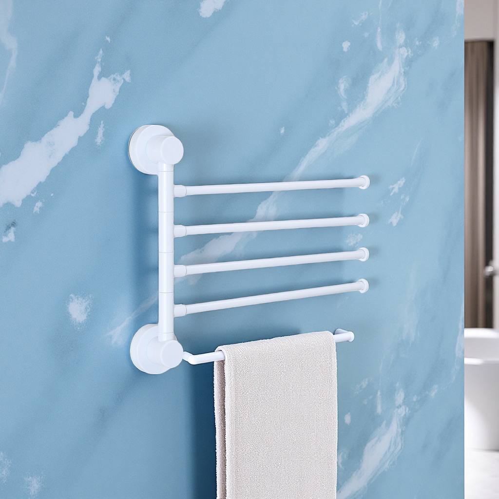 Magic suction cup towel rack, no need for drilling, bathroom wall-mounted bath towel hanging rod, bathroom washroom storage rack Item Picture