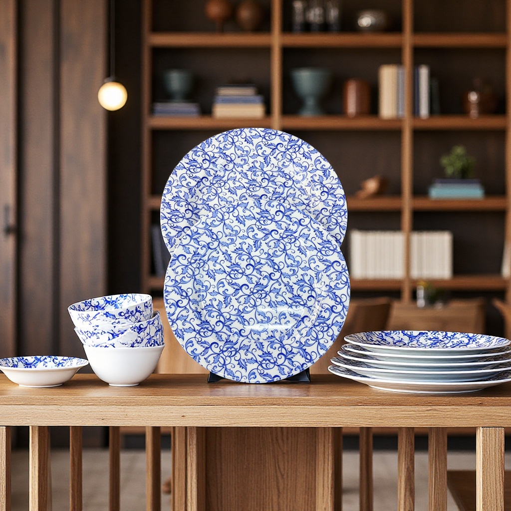 Direct sales from an export-oriented manufacturer of blue orchid melamine dinner plates, 8-11 inch commercial, shock-resistant and wear-resistant round bowls Application Scenario
