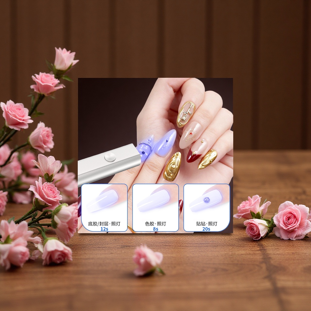 shanilak handheld nail art one-line lamp, small household nail polish glue quick-drying light therapy baking lamp Specification image