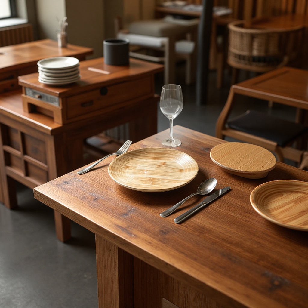 Melamine wood-grain brown hotel commercial serving plate and bread plate, 18cm wholesale processing and customization