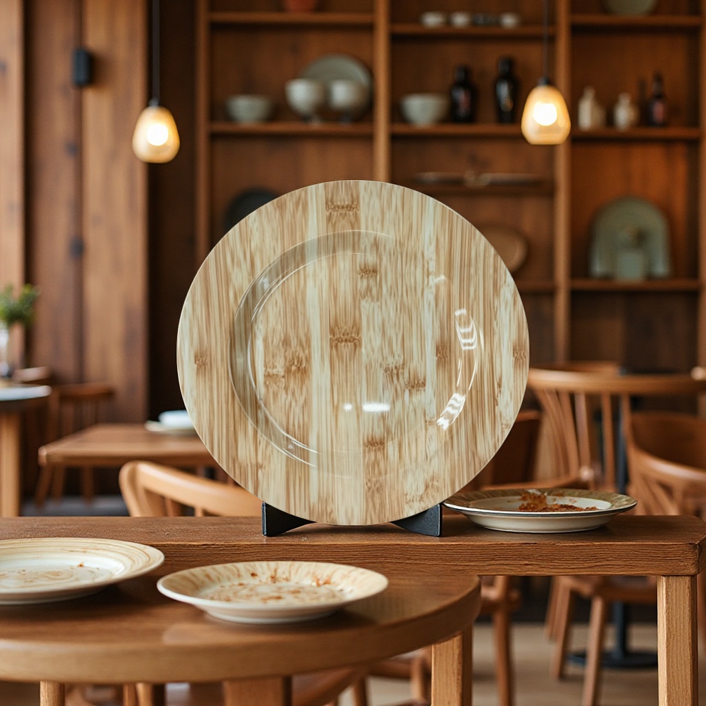 8 11寸密胺仿木纹棕色酒店商用端菜盘面包盘批发定制 Specification image