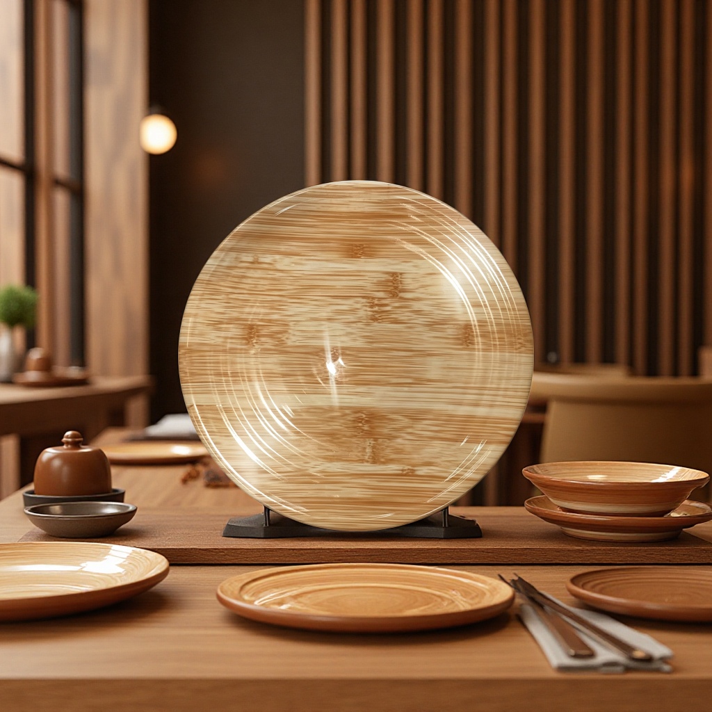 密胺仿木纹棕色酒店商用端菜盘面包盘18cm批发加工定制 Specification image