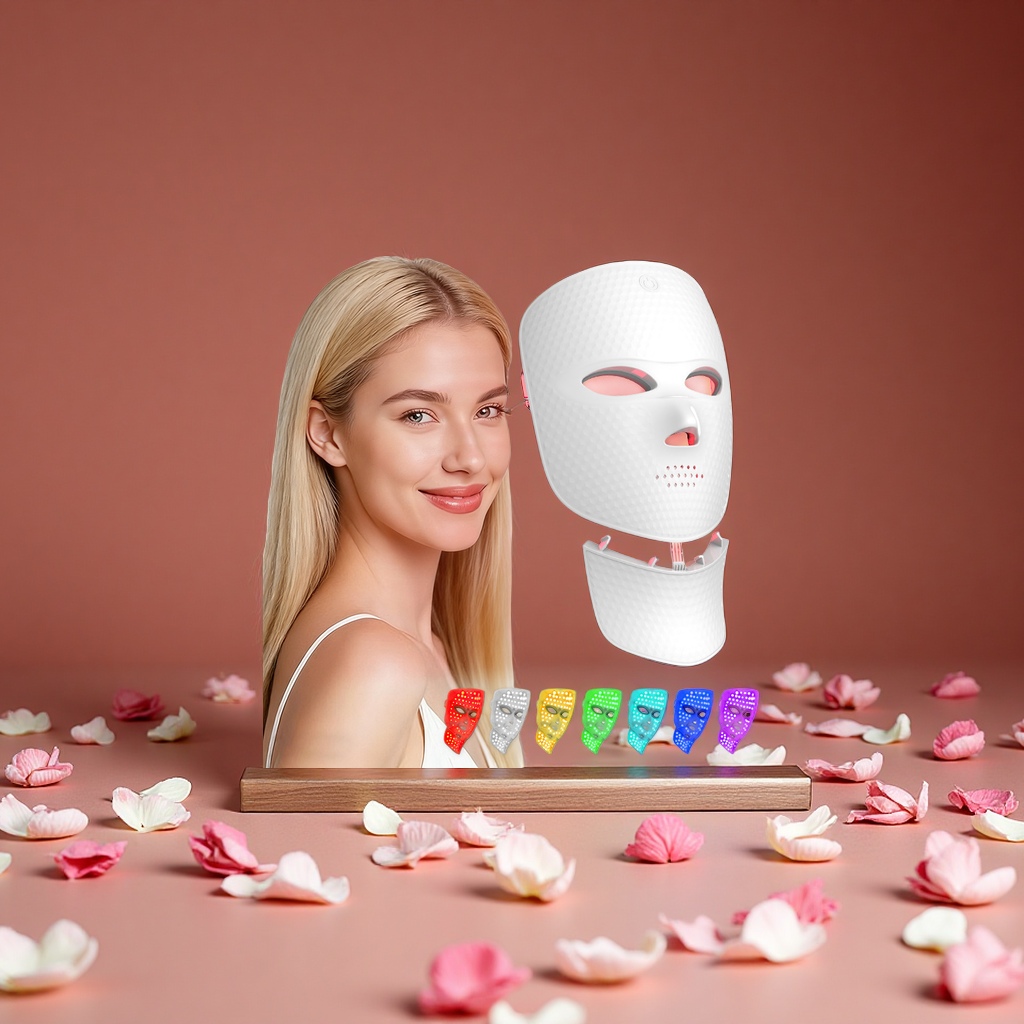shanilak Cross-border Home LED Photon Beauty Mask Seven-spectrum Red and Blue Light touch Facial Care Device details Picture