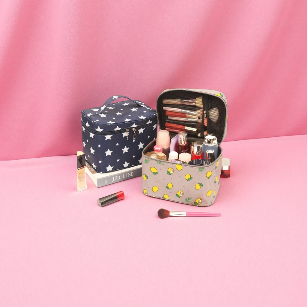 New waterproof canvas hand-held makeup bag, cute and portable for women, travel, multi-functional washbasin storage bag, washbasin bag and makeup bag details Picture