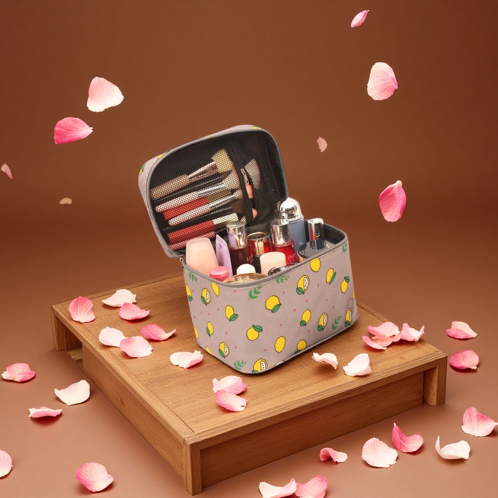New waterproof canvas hand-held makeup bag, cute and portable for women, travel, multi-functional washbasin storage bag, washbasin bag and makeup bag Application Scenario