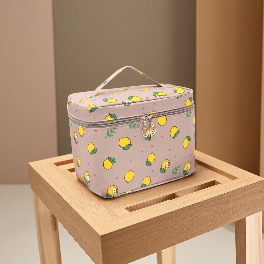 New waterproof canvas hand-held makeup bag, cute and portable for women, travel, multi-functional washbasin storage bag, washbasin bag and makeup bag Item Picture