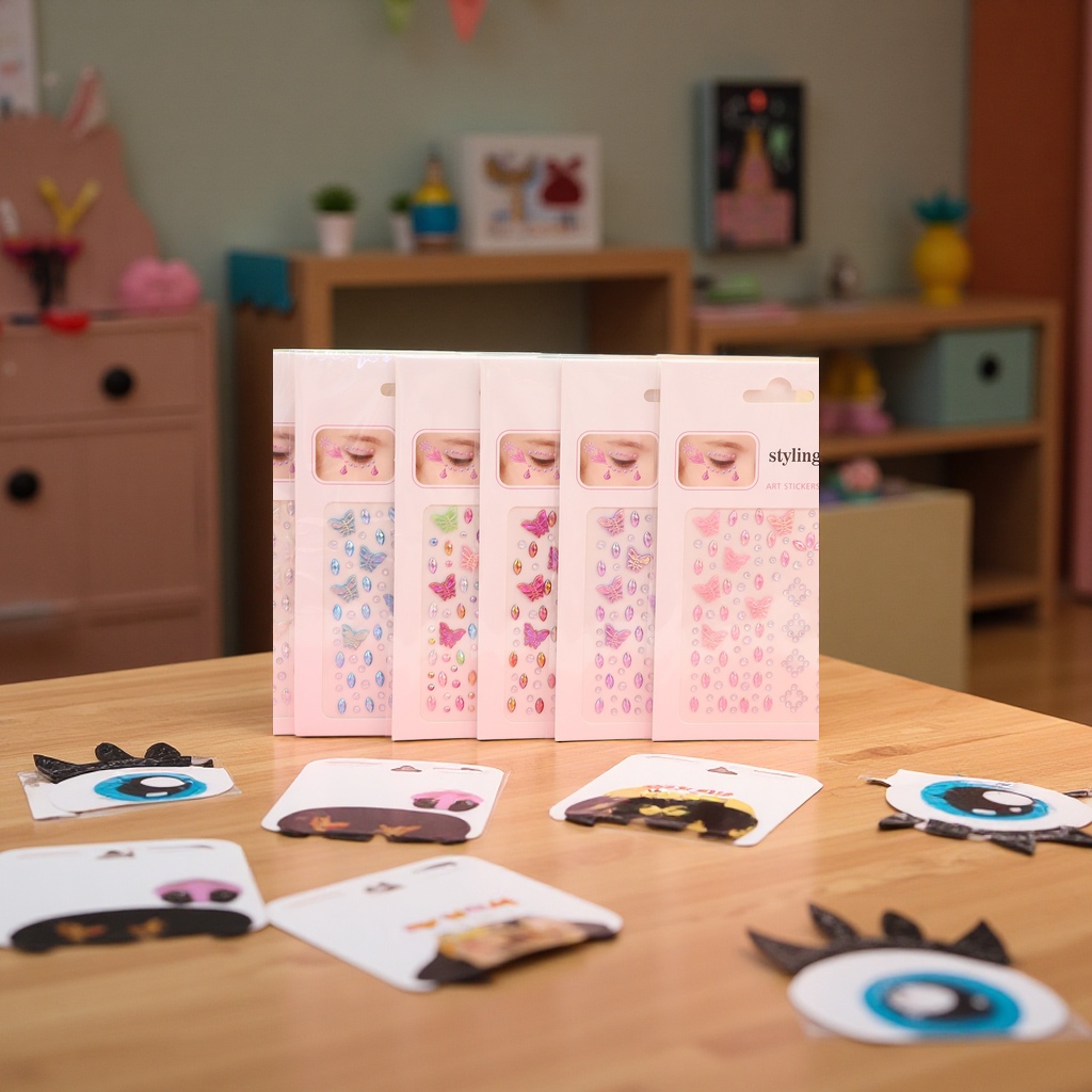 New children's DIY fun eyebrow and eye stickers, sparkling diamond gemstone decorative stickers, eye corner stickers with rich colors, factory wholesale Specification image