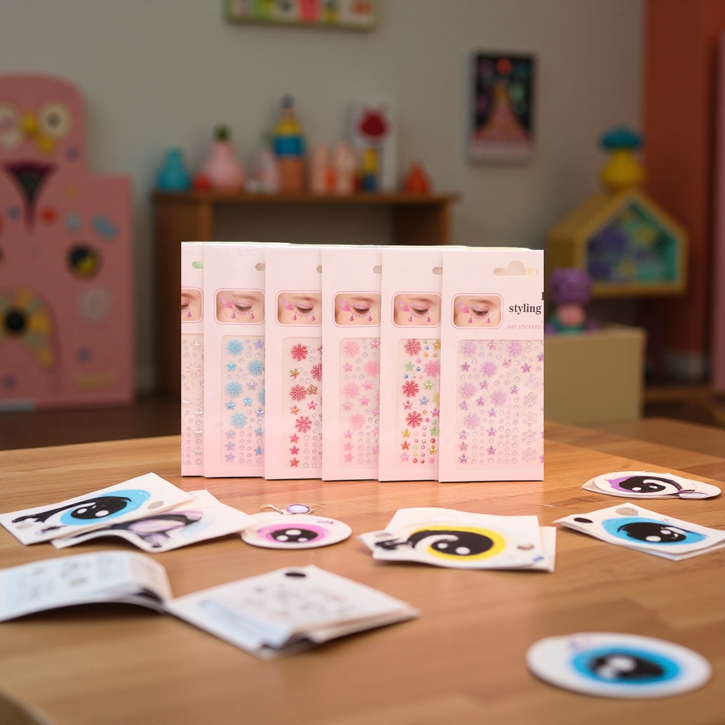 New children's DIY fun eyebrow and eye stickers, sparkling diamond gemstone decorative stickers, eye corner stickers with rich colors, factory wholesale Application Scenario