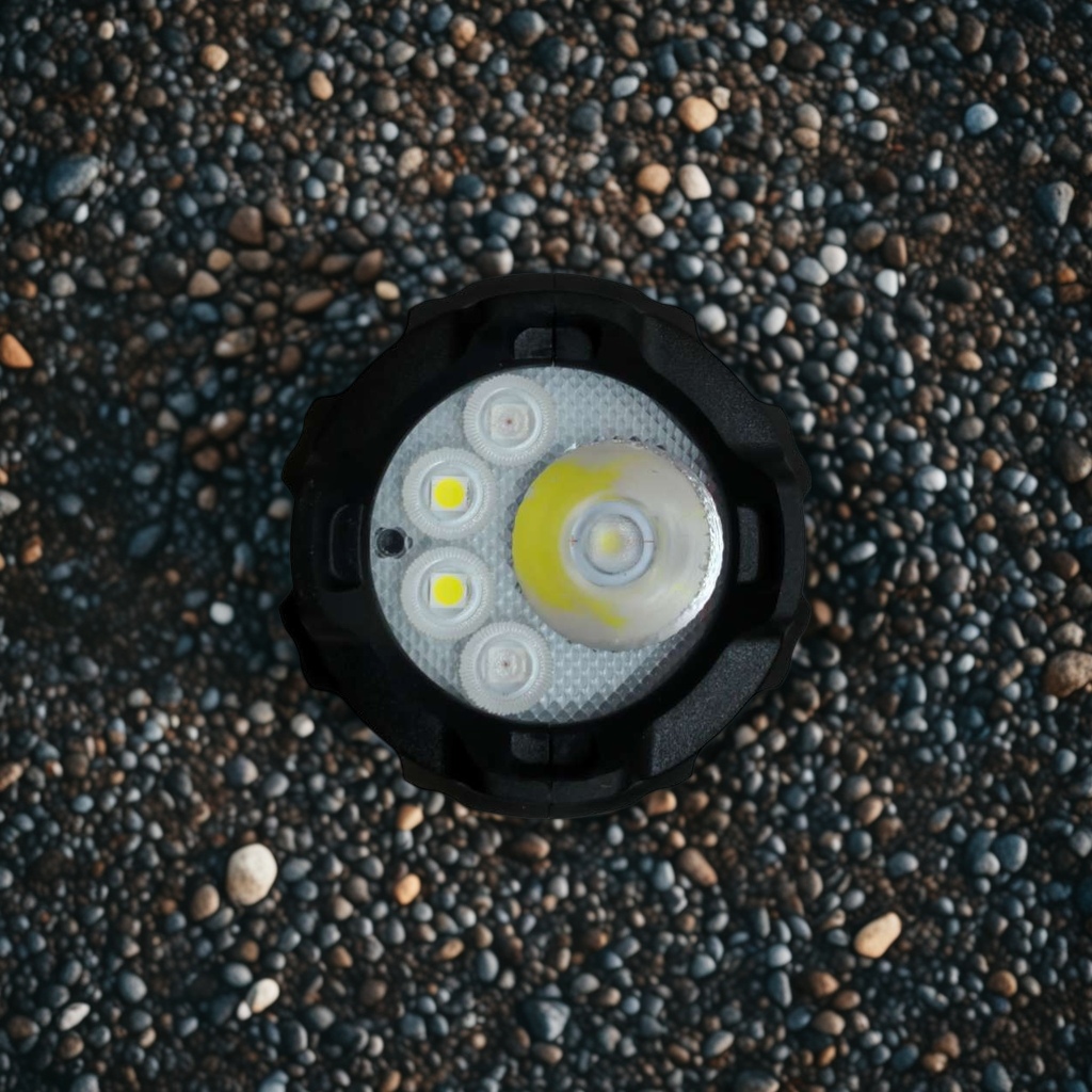 The new ABS material flashlight is rechargeable with multiple dimming modes and is a portable flashlight with red and white light Specification image