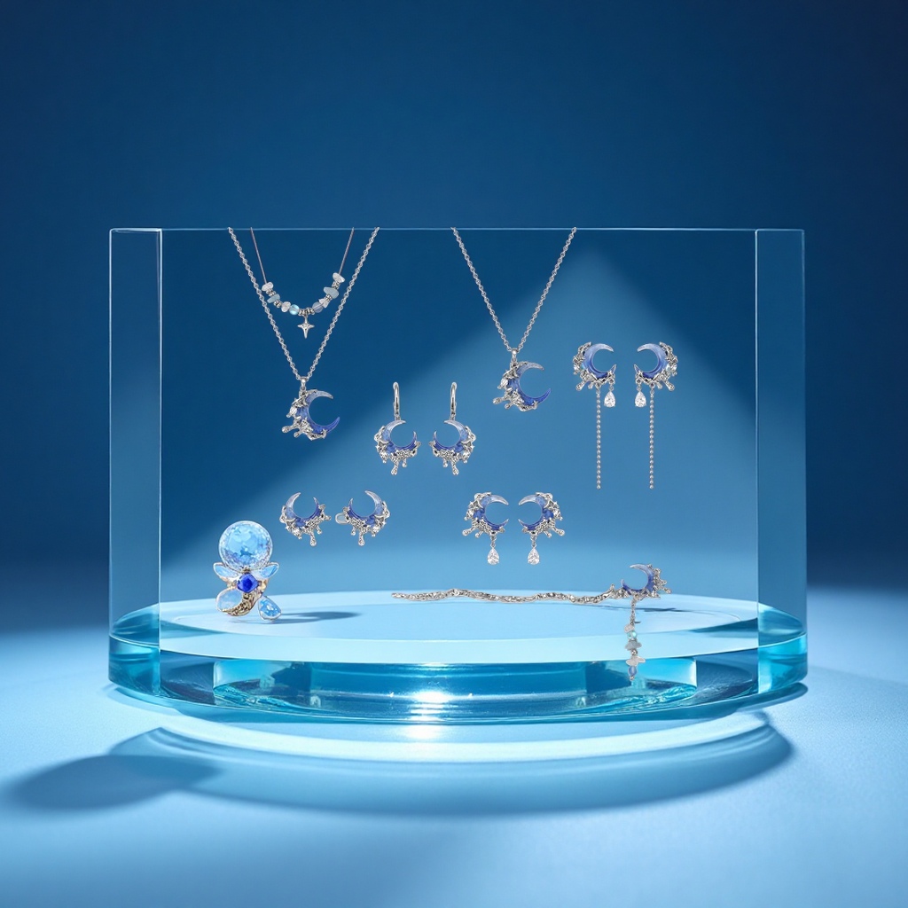 The cool Blue Moon series is a niche design with a cold and aloof style children's jewelry set