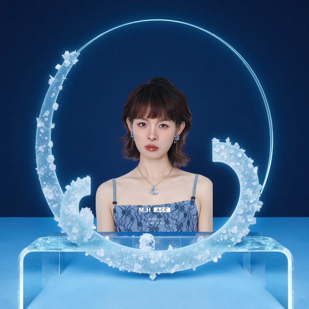 The cool Blue Moon series is a niche design with a cold and aloof style children's jewelry set details Picture