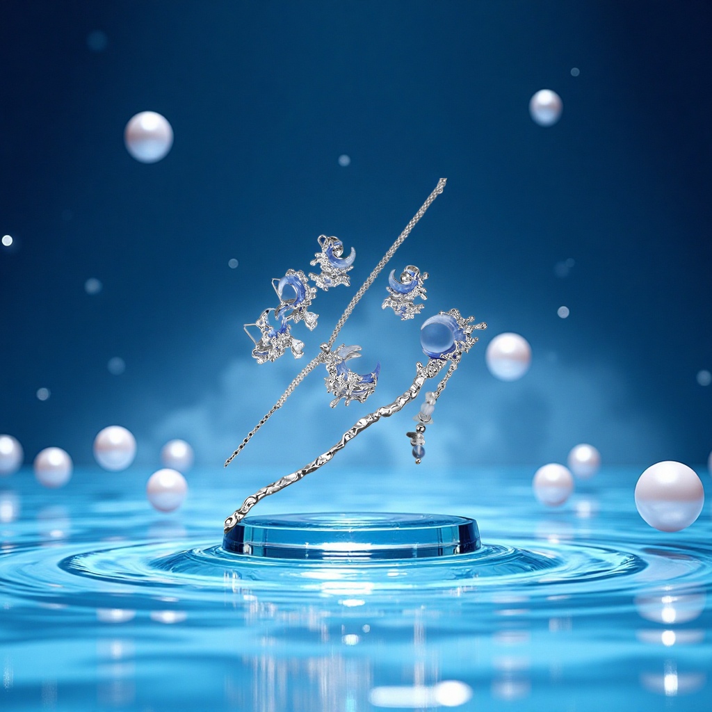 The cool Blue Moon series is a niche design with a cold and aloof style children's jewelry set Specification image