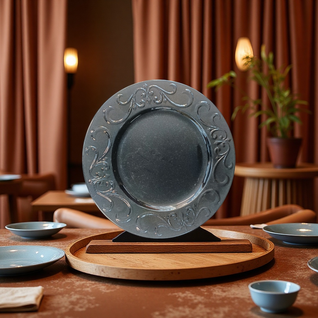 Customized melamine tableware for foreign trade factories, hotel and commercial use, retro style, high-end feel, pad plates, handicrafts and gifts