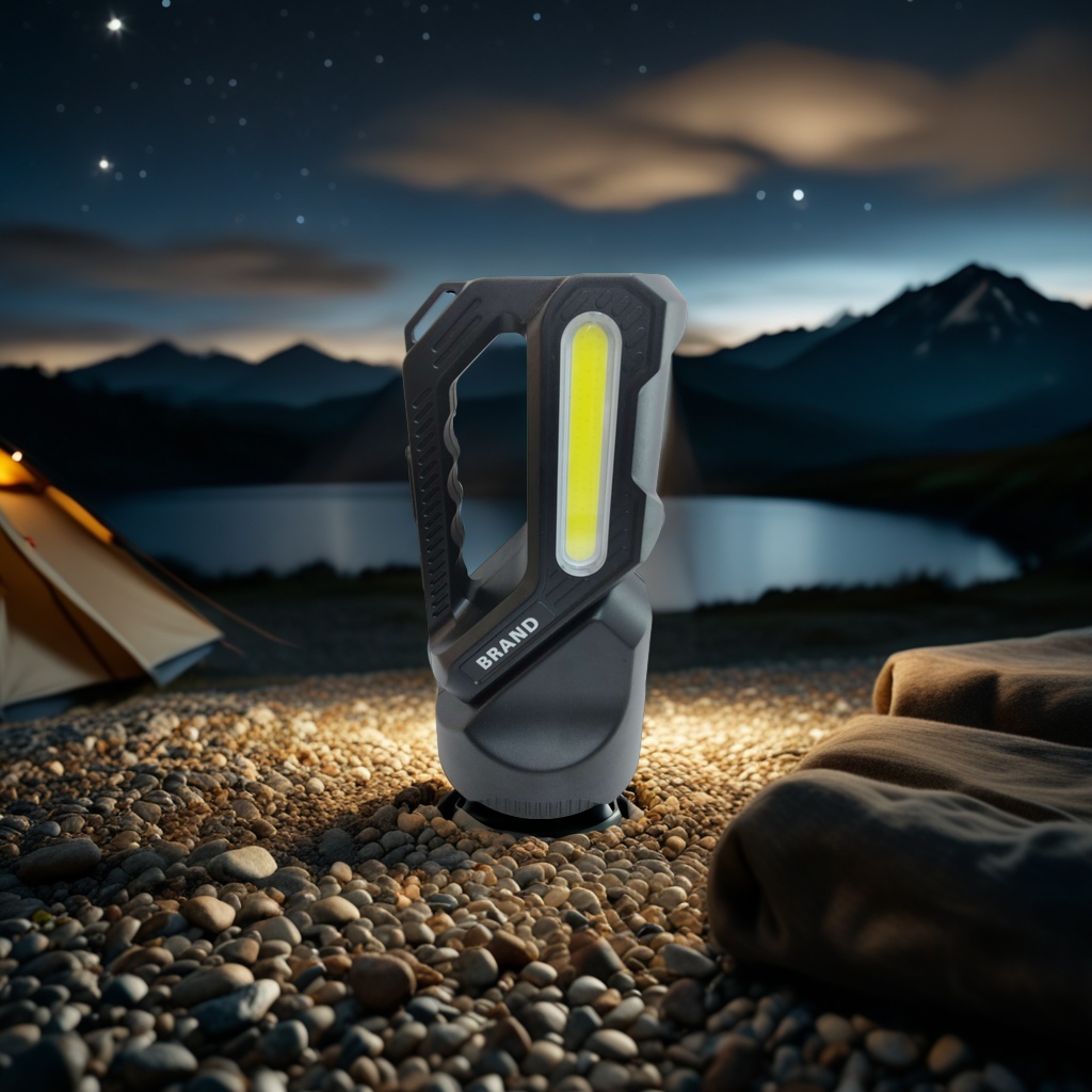 New multi-source large floodlight portable lamp, rotatable Angle charging portable lamp with red and blue light digital display