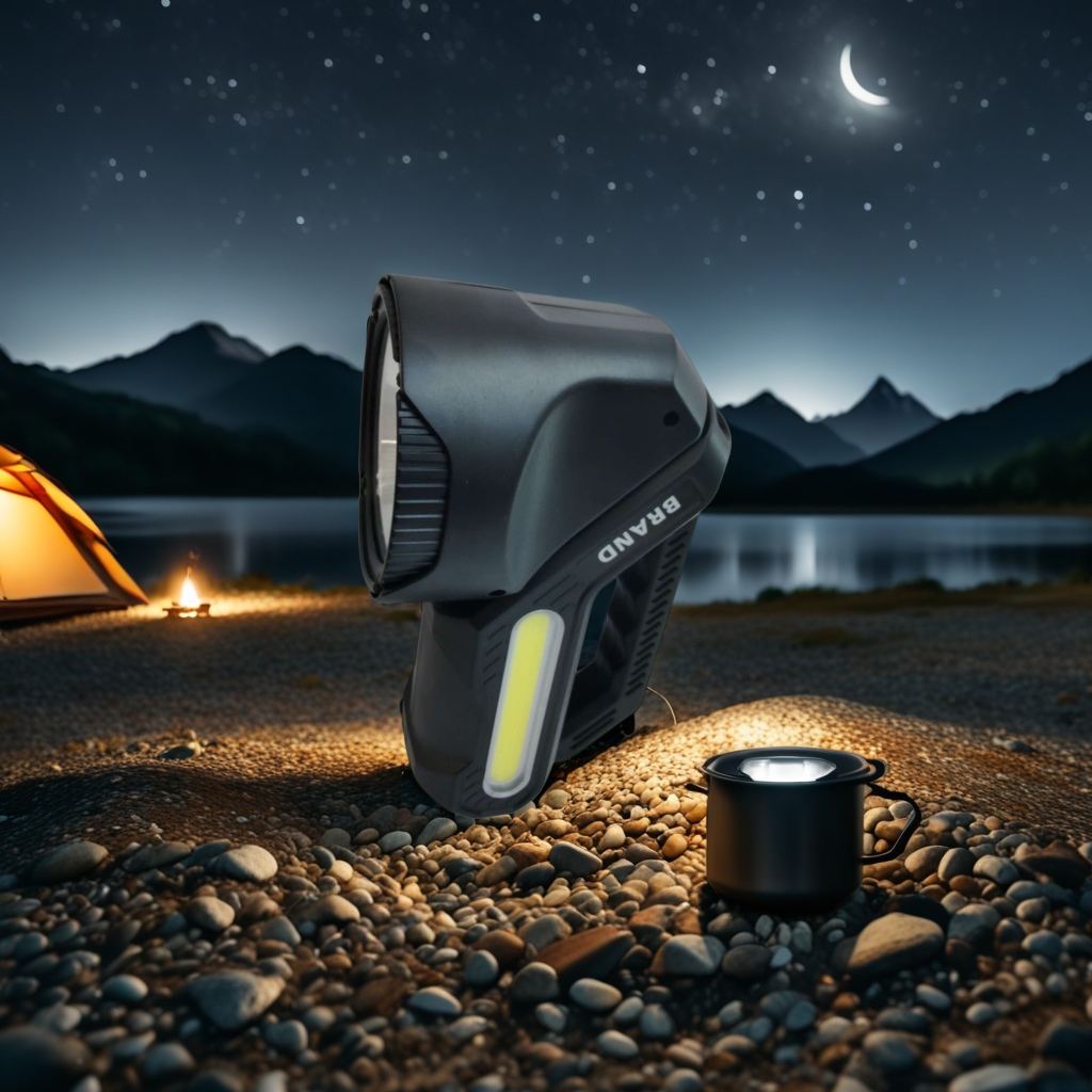 New multi-source large floodlight portable lamp, rotatable Angle charging portable lamp with red and blue light digital display details Picture