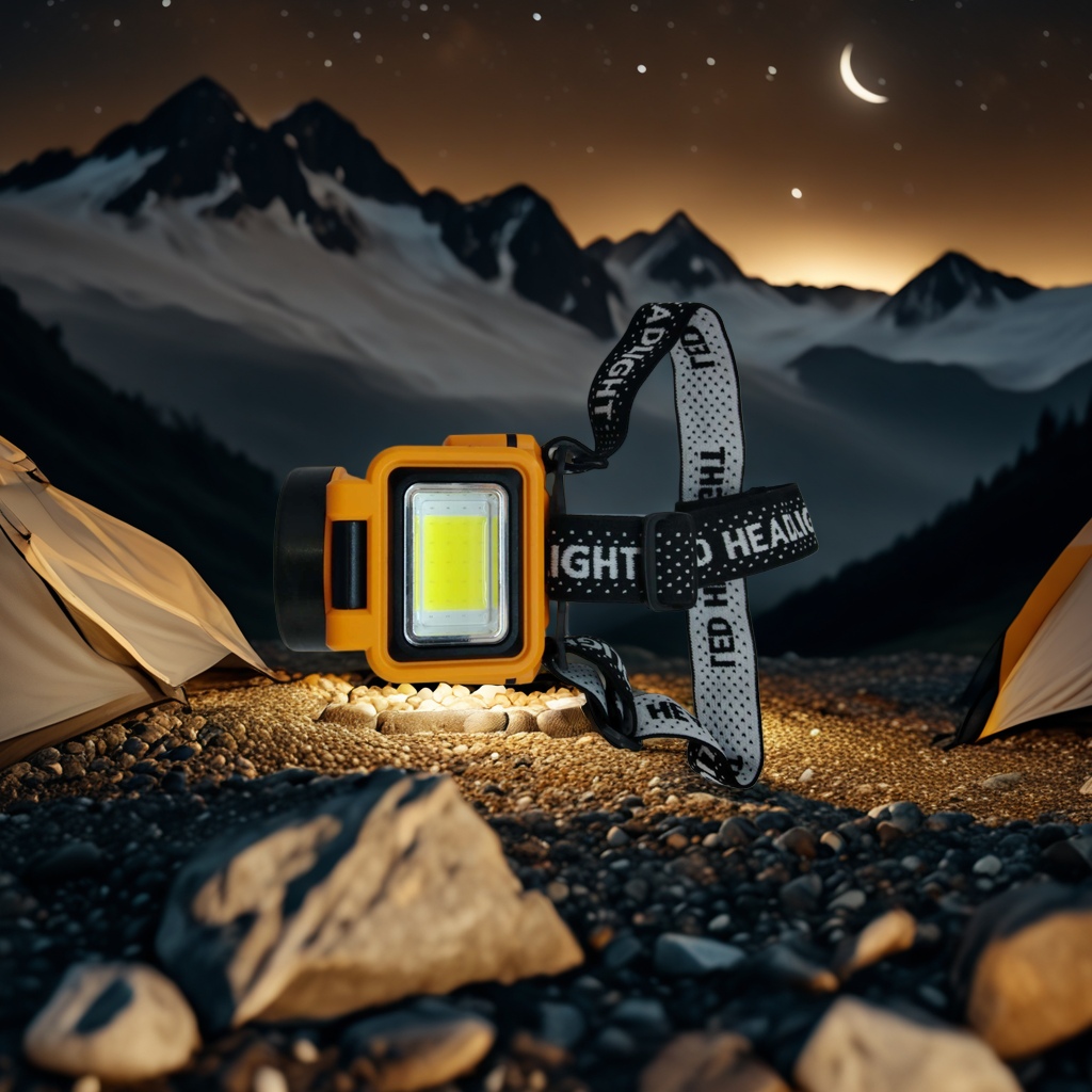The new multi-functional smart sensor headlamp with adjustable Angle and dual-light source is a camping, hiking and home emergency headlamp details Picture