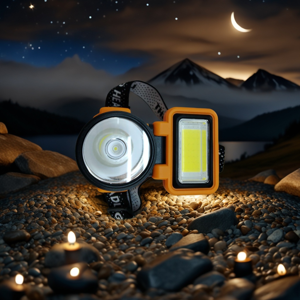 The new dual-source intelligent sensor headlamp with solar panel charging multi-functional headlamp is a household, outdoor, hiking and camping emergency headlamp