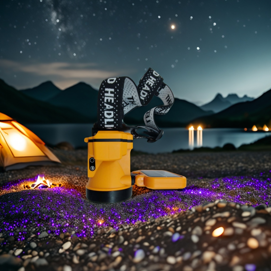 The new dual-source intelligent sensor headlamp with solar panel charging multi-functional headlamp is a household, outdoor, hiking and camping emergency headlamp details Picture
