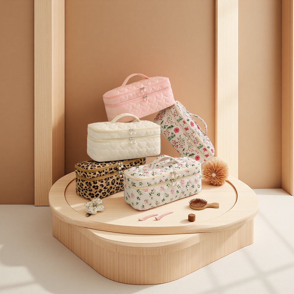 The new hair dryer storage bag is suitable for Dyson Leifen curling iron clamp double-layer handbag, pearl zipper, large-capacity travel hair care tool storage bag and portable bag for girls details Picture