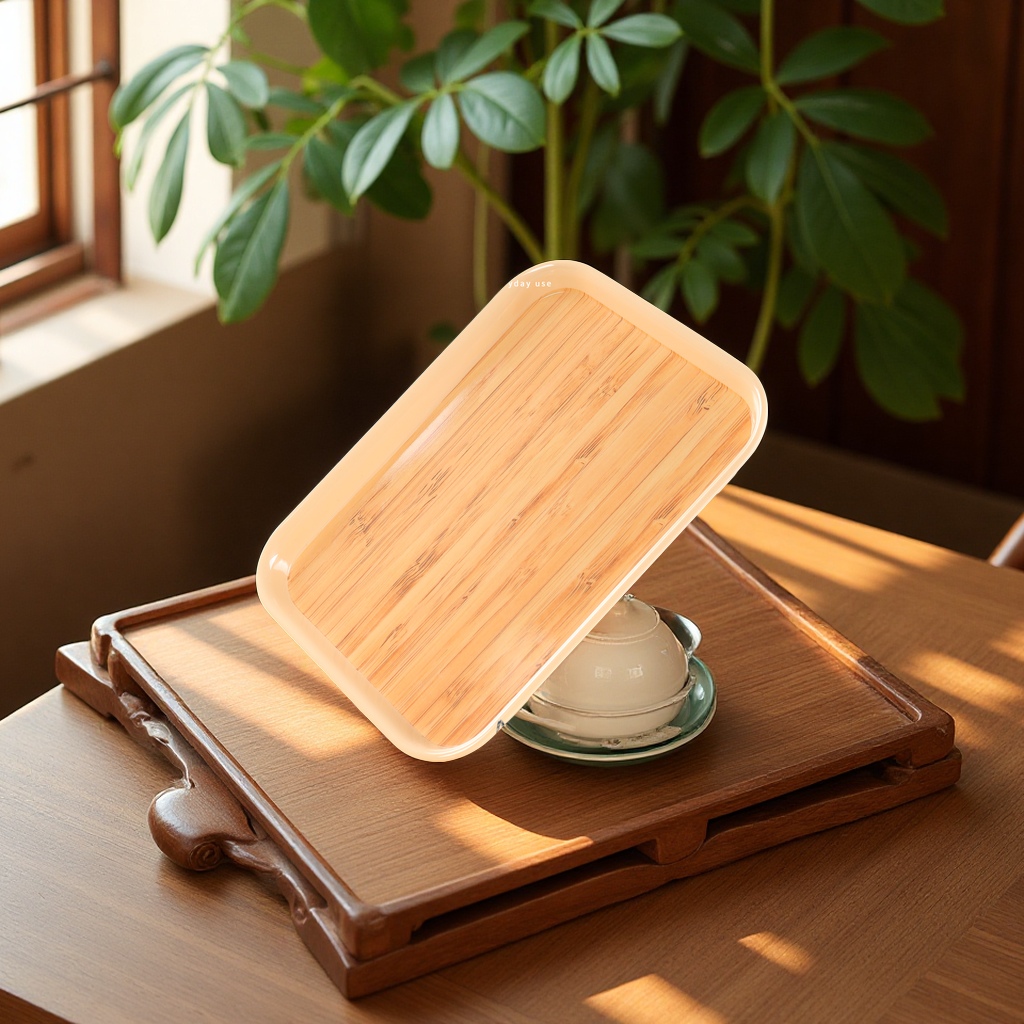 Ceramic melamine rectangular tea tray, commercial, shock-resistant and easy-to-clean, dessert tray wholesale, available in multiple colors details Picture
