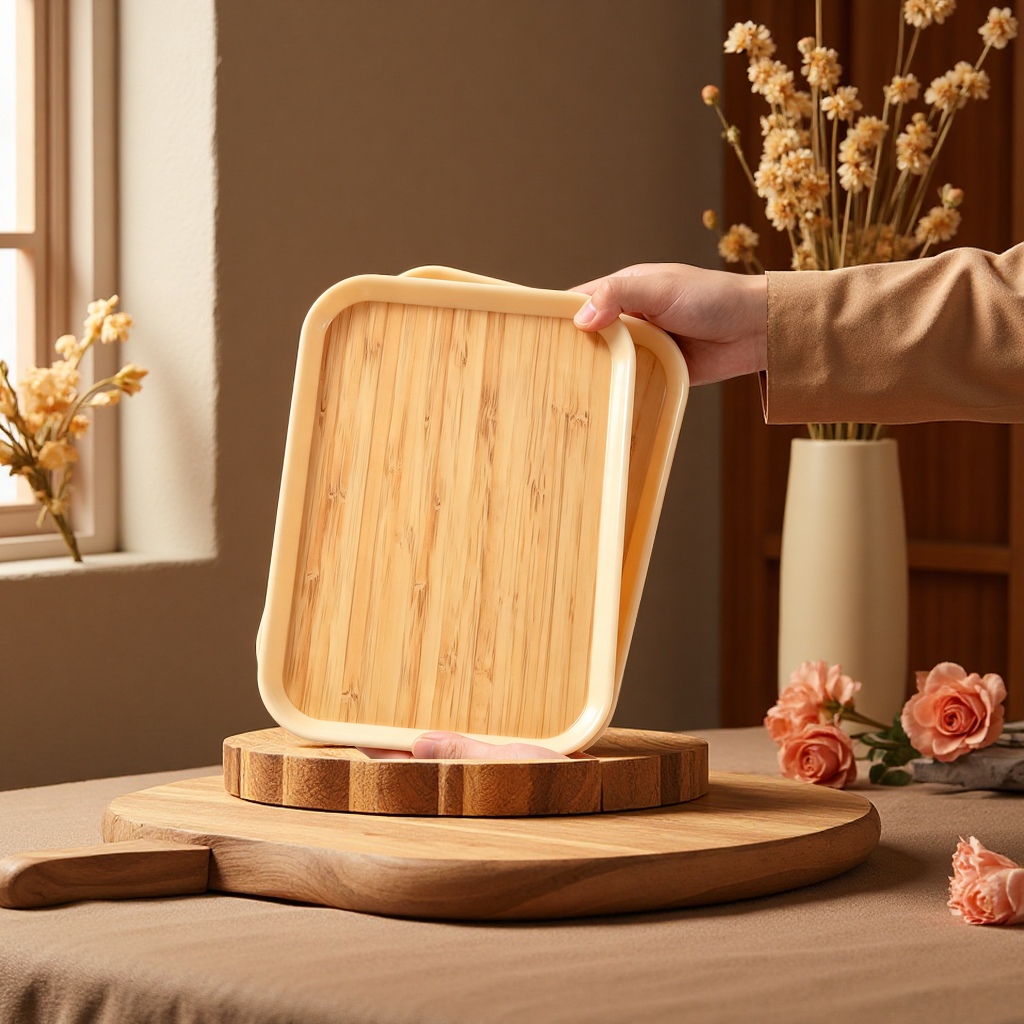 Ceramic melamine rectangular tea tray, commercial, shock-resistant and easy-to-clean, dessert tray wholesale, available in multiple colors Specification image