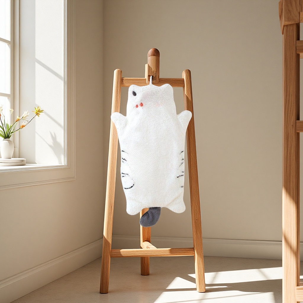 Cartoon cat coral fleece colgante absorbente rápido secador pañuelo cocina baño hogar multifuncional toalla Item Picture