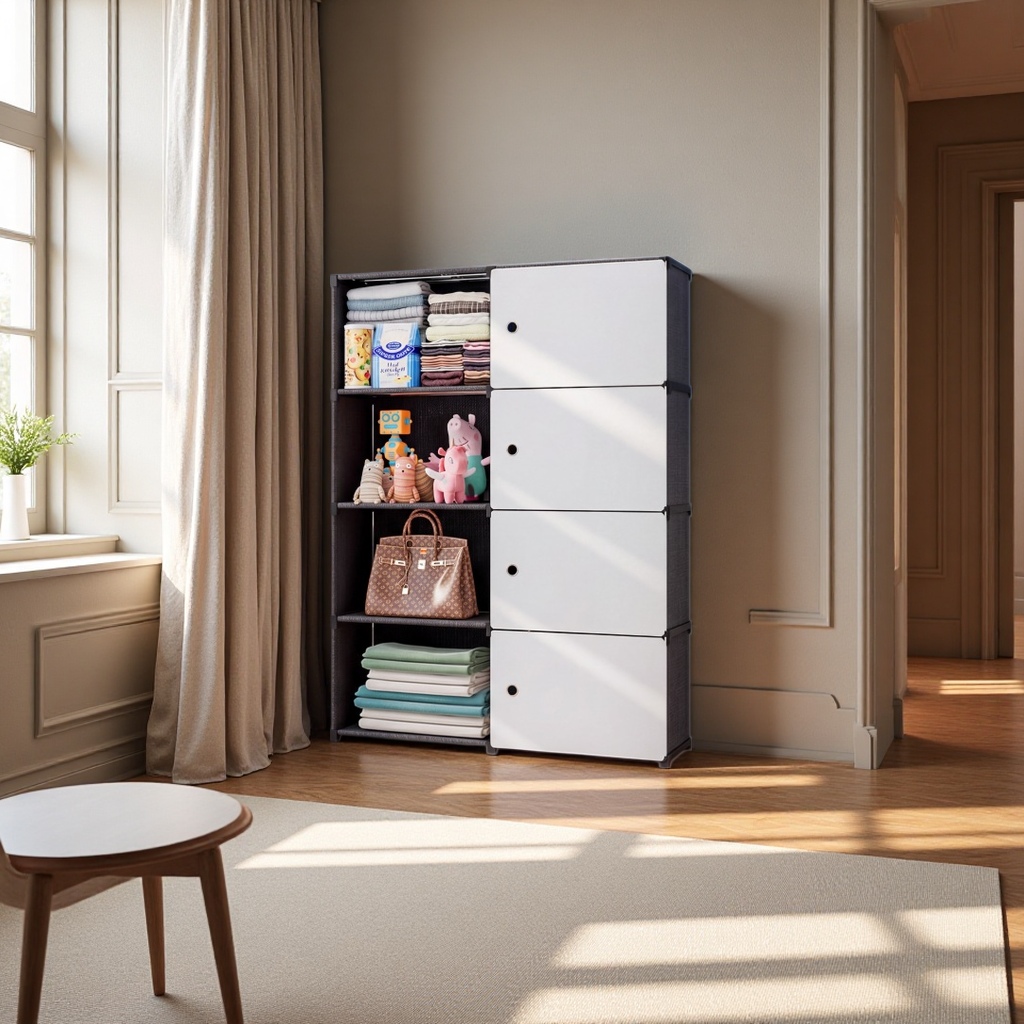 The new multi-compartment dust-proof storage cabinet and simple wardrobe are suitable for small-sized, thickened rental houses to store furniture full image