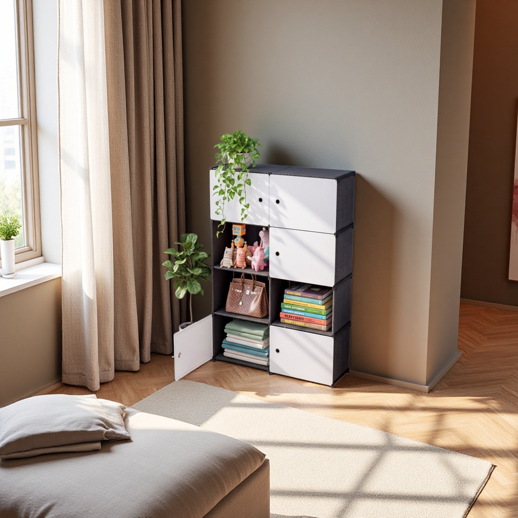 The new multi-compartment dust-proof storage cabinet and simple wardrobe are suitable for small-sized, thickened rental houses to store furniture Specification image