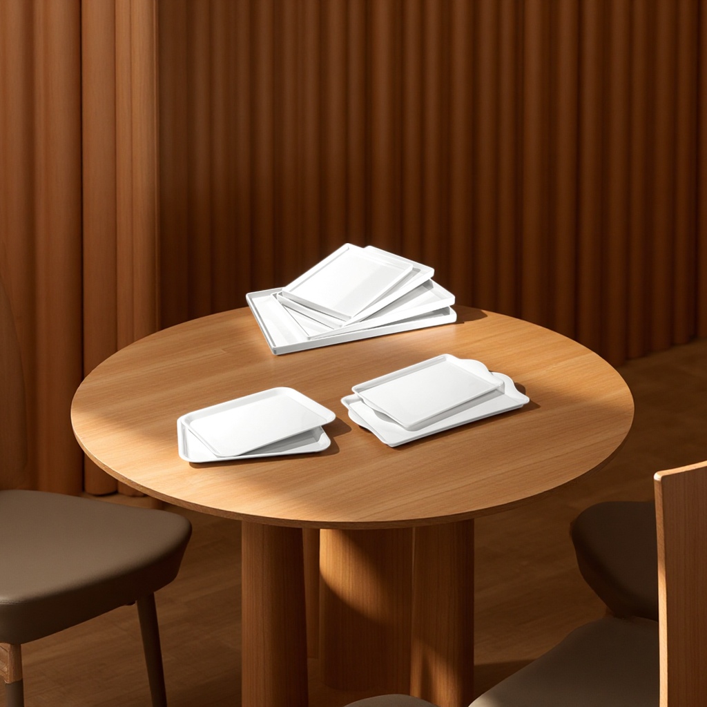 Rectangular imitación porcelana restaurante bar hotel comida rápida bandeja de servicio antideslizante durable plástico metamina juego de vajilla details Picture