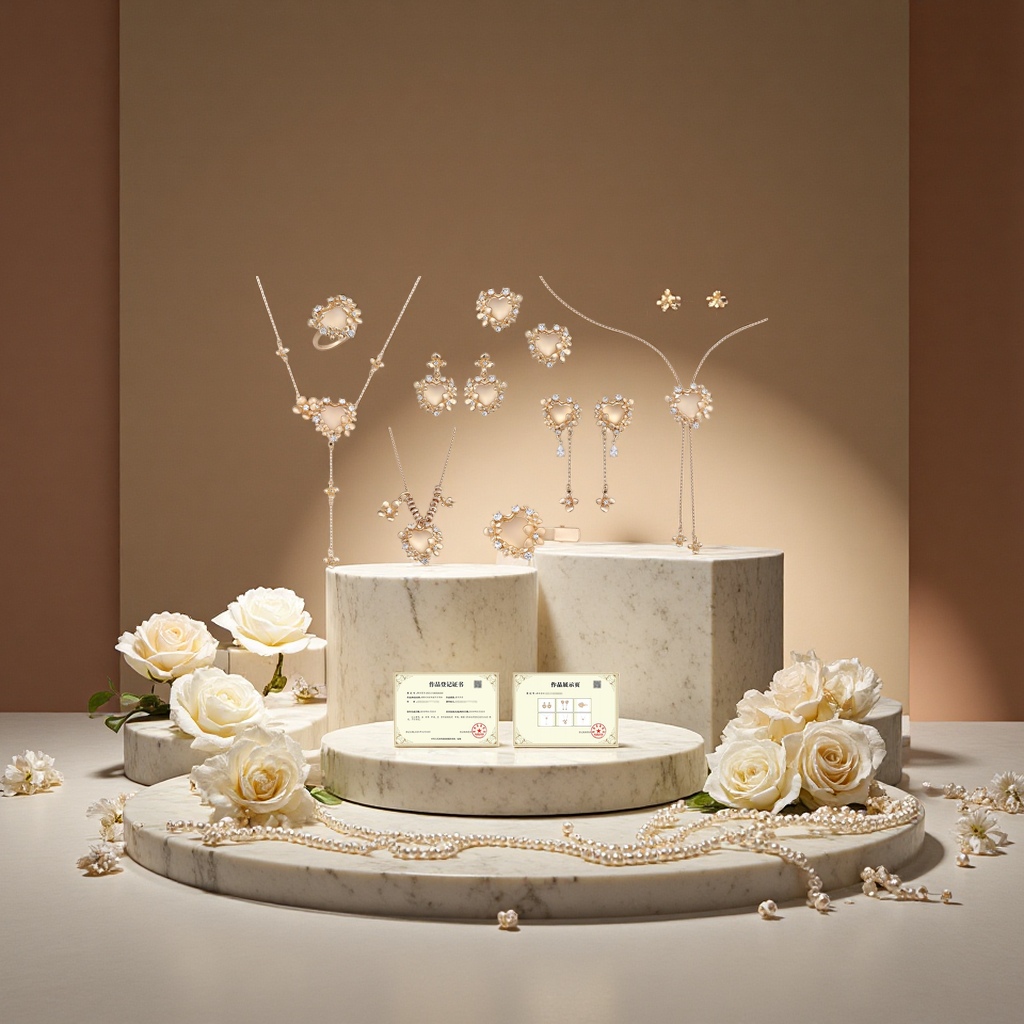 Gilded heart-shaped flower design earrings, high-end women's 925 silver needle, fashionable and versatile, exquisite accessory set Application Scenario
