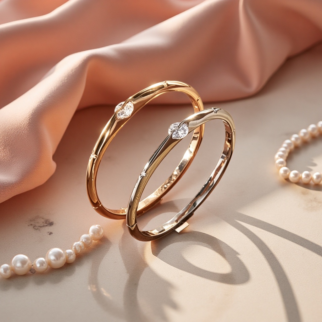 Light luxury style, heart-shaped zirconium-inlaid open bracelet, fine circle, multi-color women's jewelry, factory wholesale, simple and trendy style