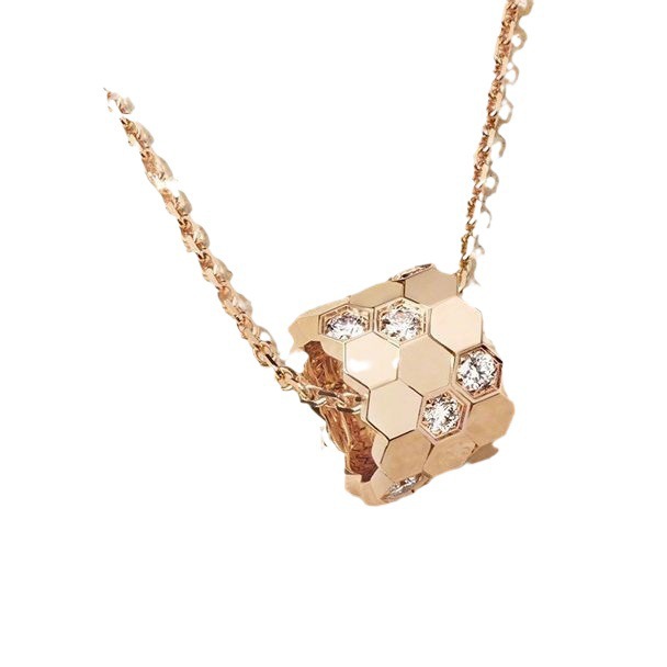 蜂巢项链精工cnc切割版本18k厚电镀间钻锁骨链玫瑰金直销代发详情8