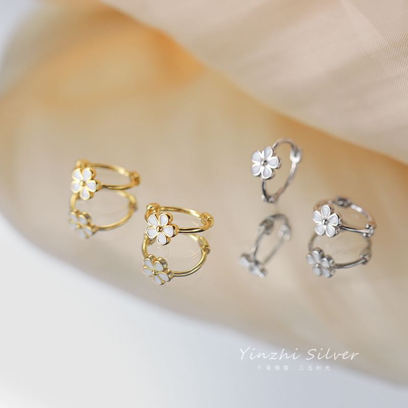 纯银耳扣花朵耳圈小众设计感耳环2023新款轻奢耳钉女新款耳饰详情12