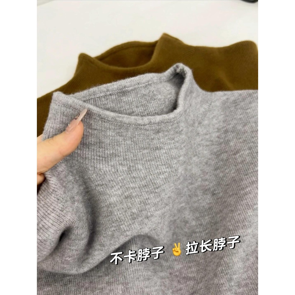 A high-end, soft and slender small stand-up collar sweater base layer for women, a semi-high-neck knitted long-sleeved inner layer for autumn and winter pic 4