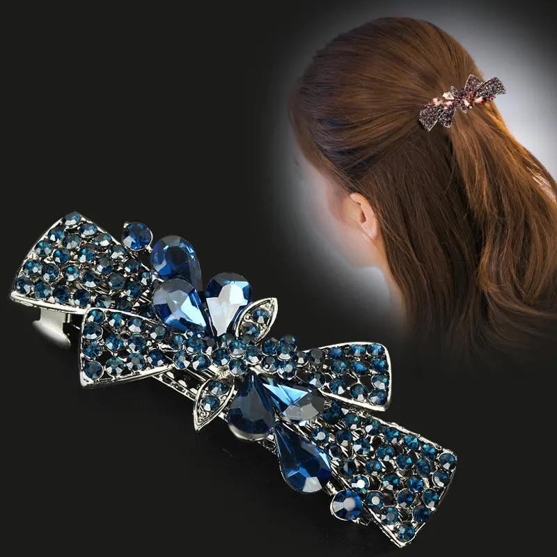 Korean large-sized hair accessories, water diamond top clips, adult women, simple anti-slip hair clips, horizontal clips, spring clips, headwear full figure