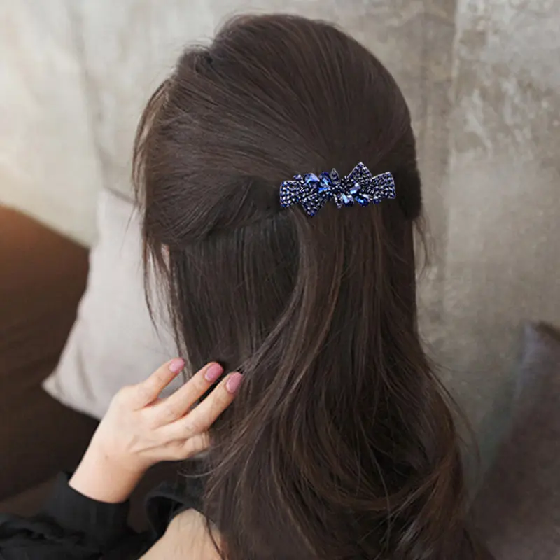 Korean large-sized hair accessories, water diamond top clips, adult women, simple anti-slip hair clips, horizontal clips, spring clips, headwear Application Scenario