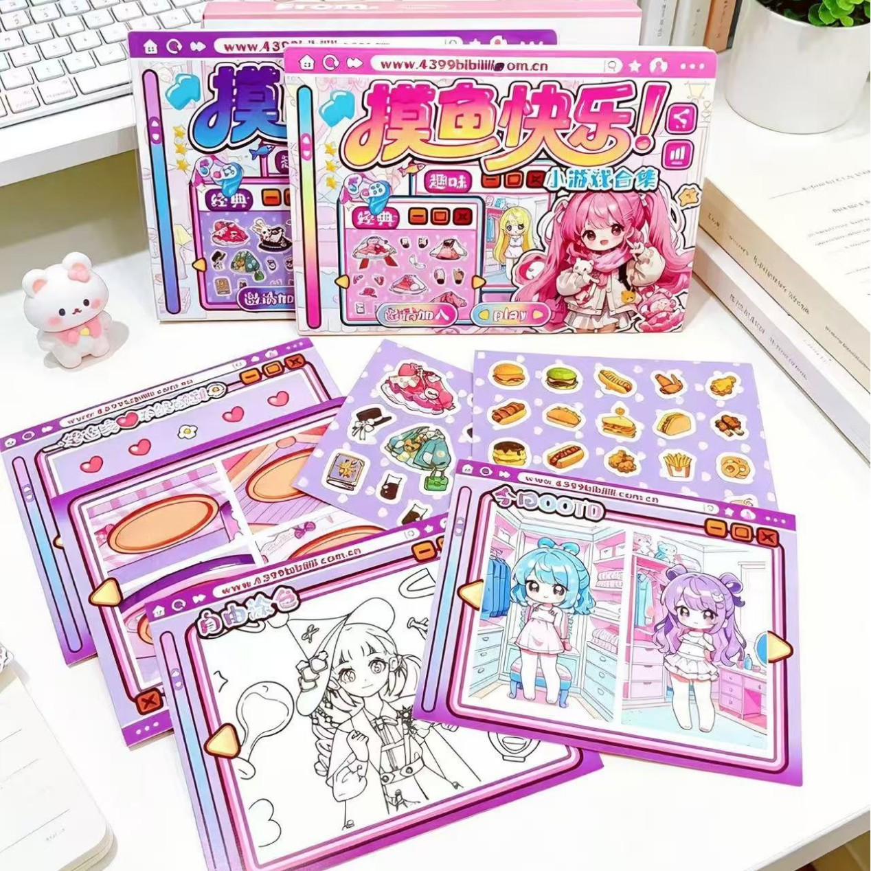 New product Fishing mini-game set: Creative collage adventure Challenge game stickers, cartoon with built-in die-cut children's educational gift packaging Application Scenario