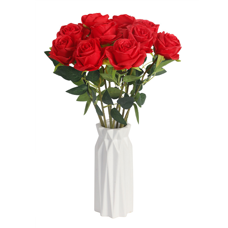 Simulación ramo de rosas única flor falsa boda decoración del hogar sensación de la mano flequilla día de san valentín piezas artesanales regalos