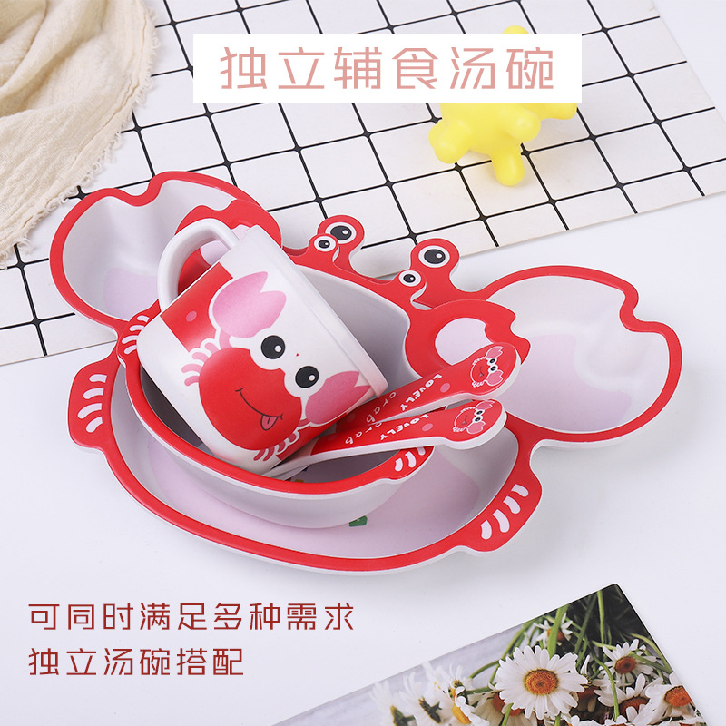 Cartoon children's complementary food plates, melamine shock-resistant and dirt-proof baby compartments bowl and spoon sets, baby complementary food bowls and plates, children's tableware Application Scenario