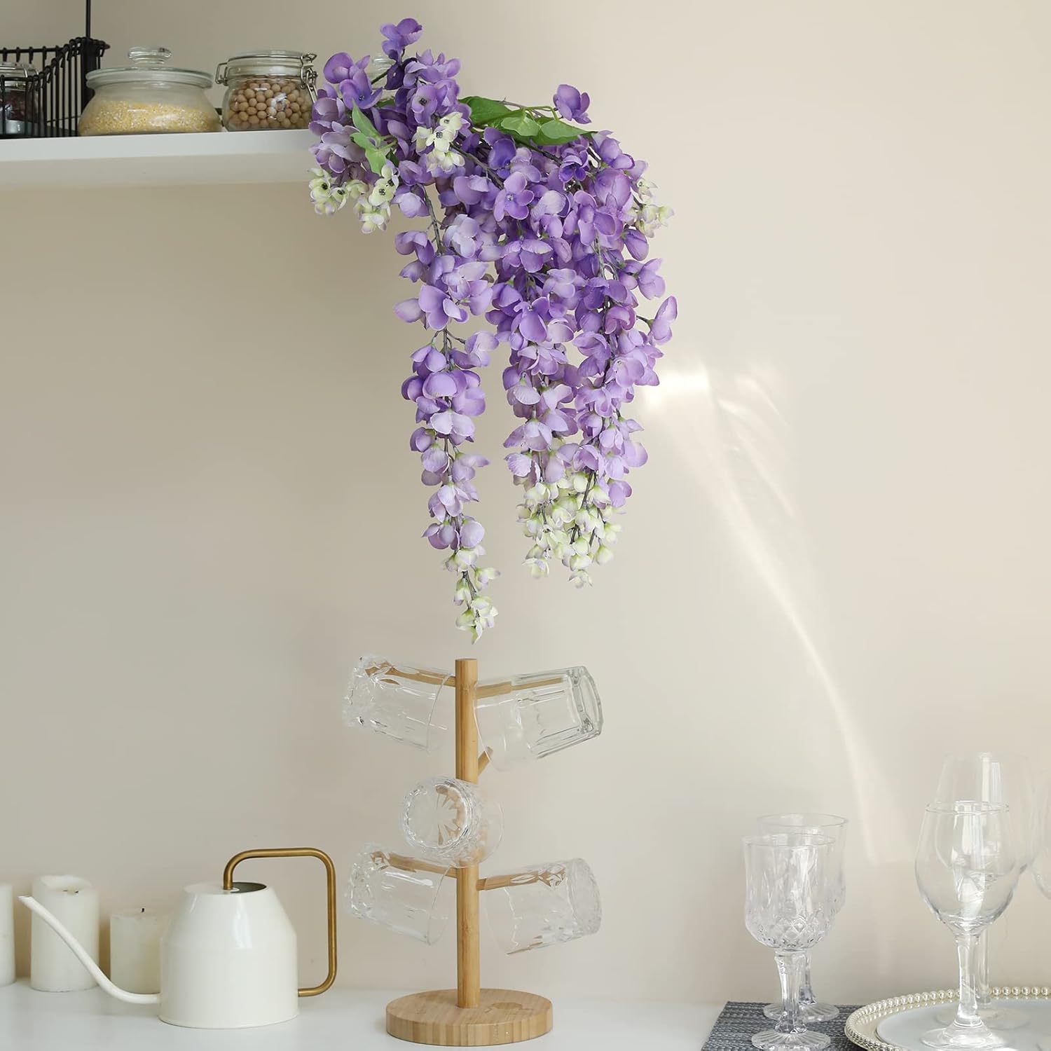Cross border 6 fork abbler pleuwer willow emulación decoración de flores centro comercial mori amarrado ratán techo de boda flor falsa frijoles flor al por mayor artesanía regalos artesanía objetos de exhibición cubos de flores cesta de flores - 4