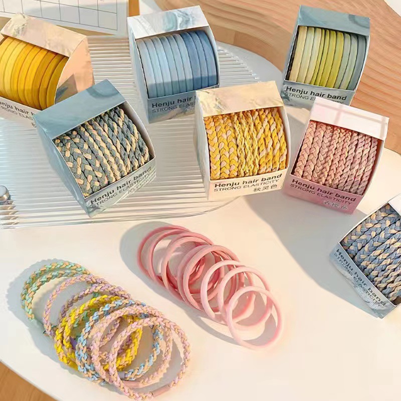 10 pieces of candy-colored braided hair tie with high-elasticity and durable rubber bands, new ponytail hair tie headwear Application Scenario