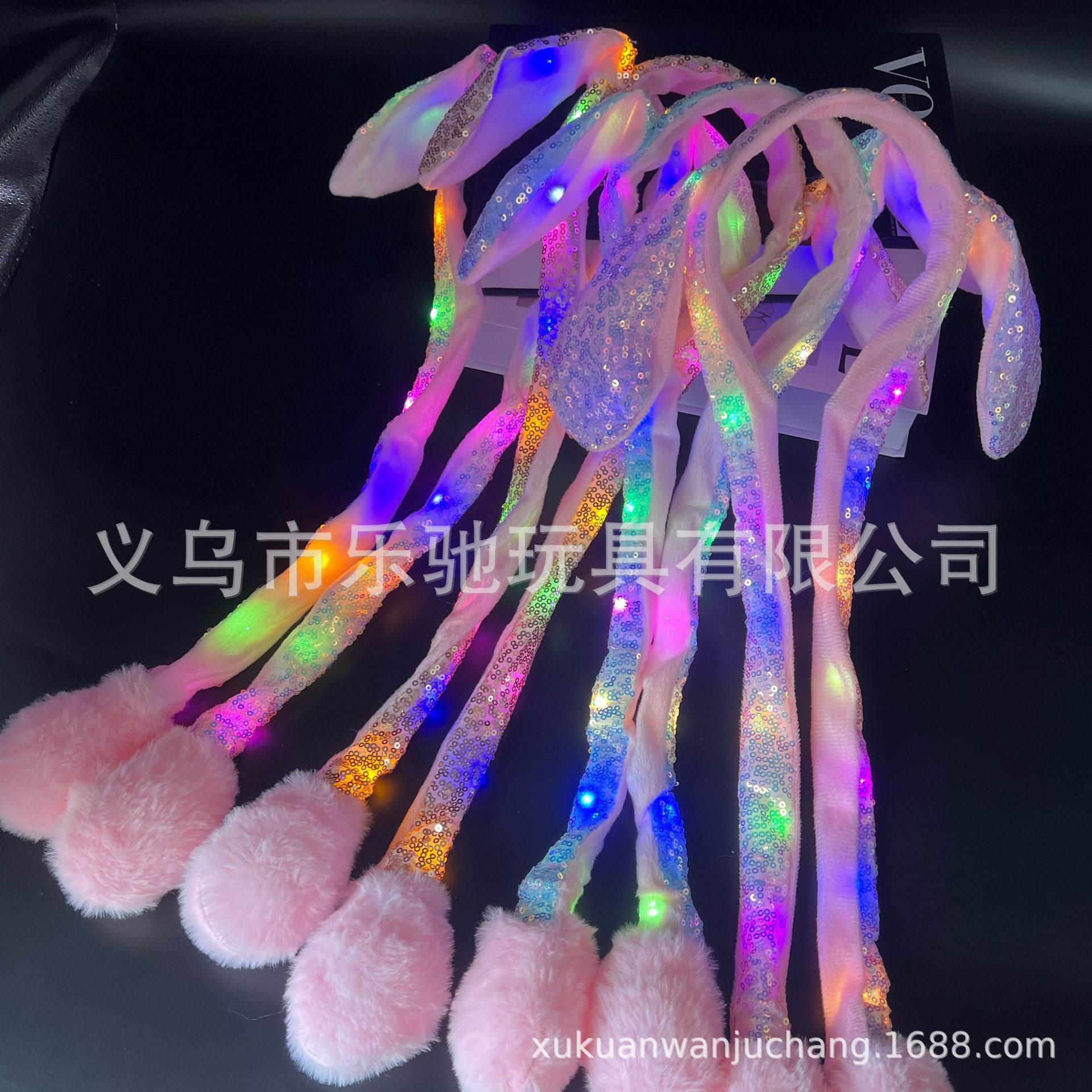 抖音同款发光兔子帽卡通气囊耳朵会动萌趣网红发箍皇冠饰品发饰头饰