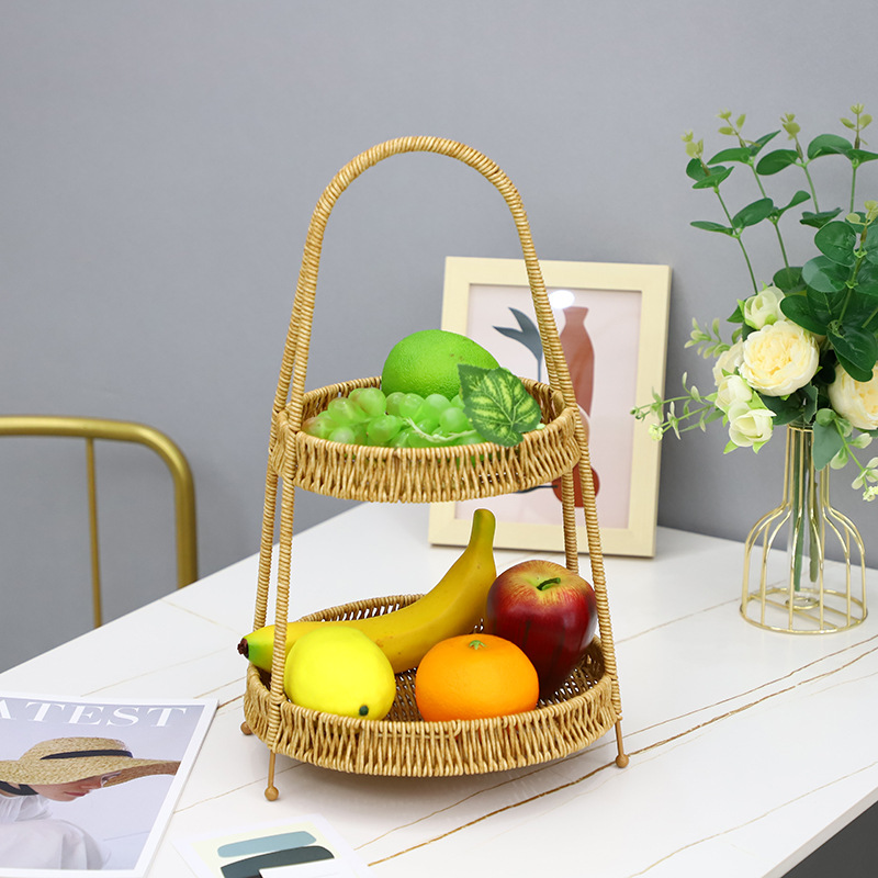 Wicker-like woven multi-layer storage baskets, fruit and snack baskets, hot pot restaurant bread baskets, household storage baskets, and storage baskets Specification drawing