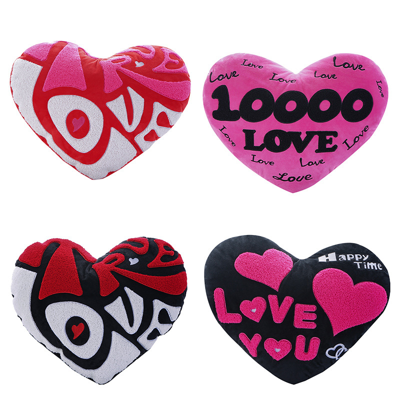 Towel embroidered with hearts, heart-shaped cushions, letter patterns, personalized customization, super soft sofa cushions, plush cushions, embroidered cushions, home decoration Item Picture