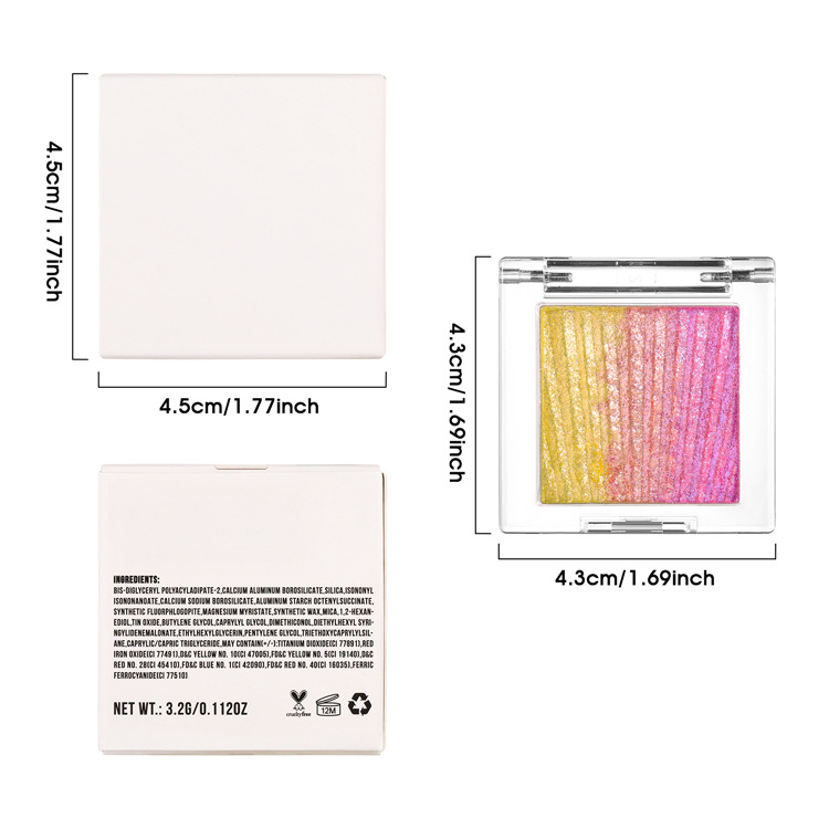 Pequeña cantidad personalizada OEMODM camaleón patrón vertical gradiente arco iris eyeshadow bandeja multicolor color brillante duradero no mareo belleza transfronteriza nuevo artículo - 4