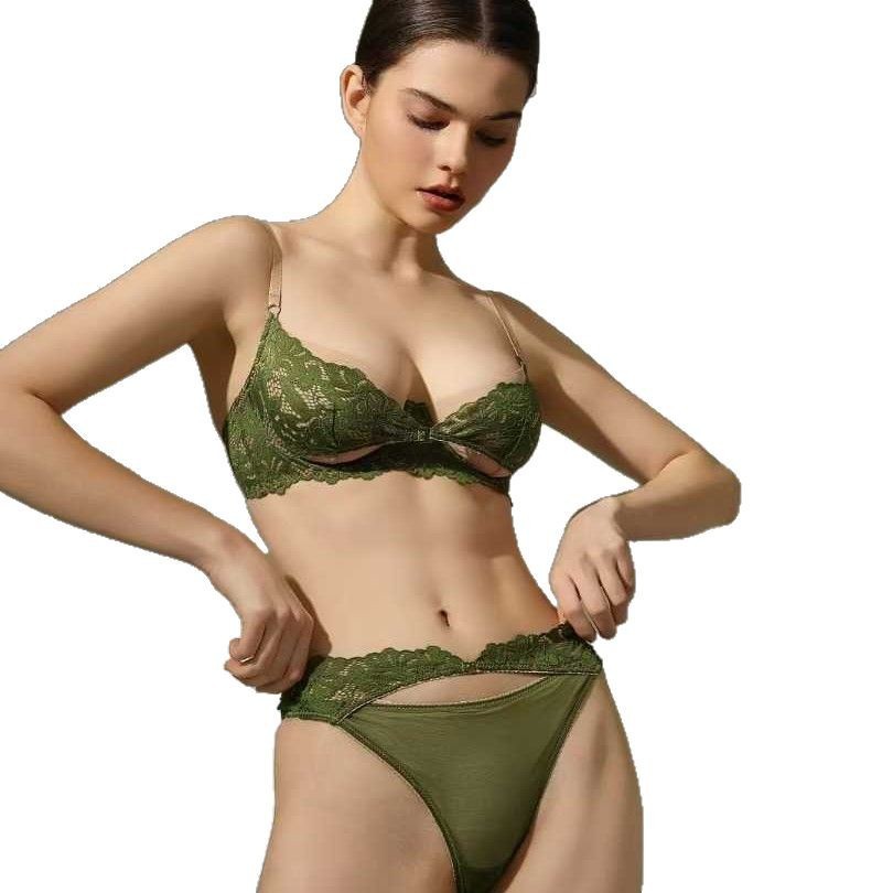 绿色蕾丝情趣内衣套装女性模特透视性感套装2026